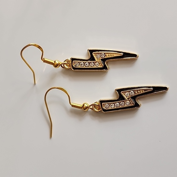 Fashion Jewelry Jewelry - ⚫️Dazzling Simulated Diamond Lightning Bolt Enamal  colored Earrings 925S …